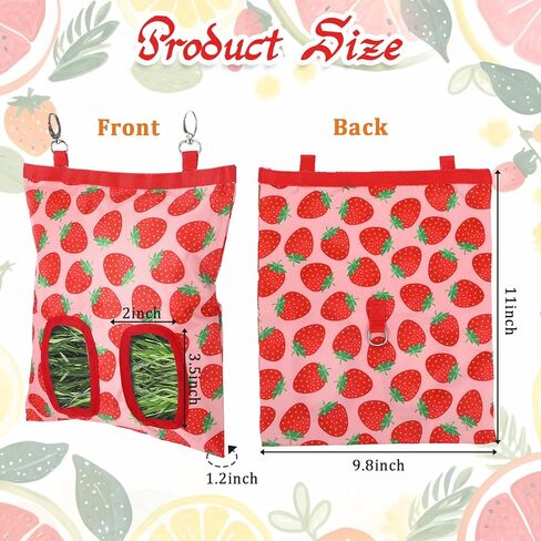 Rabbit Hay Feeder, 2 Hole Hanging Hay Bag for Rabbits Guinea Pig Bunny Chinchillas Washable Rabbit Hay Holder 11x9.8inch in Saudi Arabia