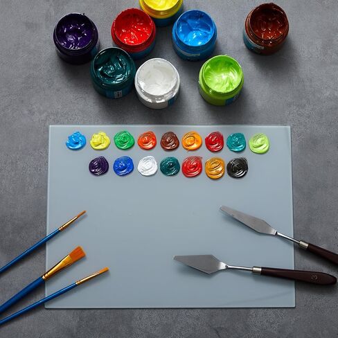 Nuanchu Neutral Grey Tempered Glass Palette 12 x 16 Inches Glass Palette for Oil Painting Artist Paint Palette Scratch Resistant Easy Clean up Painting Palette for DIY Color Mixing in Saudi Arabia