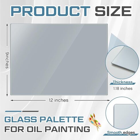 Nuanchu Neutral Grey Tempered Glass Palette 12 x 16 Inches Glass Palette for Oil Painting Artist Paint Palette Scratch Resistant Easy Clean up Painting Palette for DIY Color Mixing in Saudi Arabia