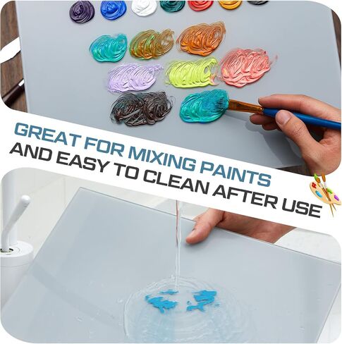 Nuanchu Neutral Grey Tempered Glass Palette 12 x 16 Inches Glass Palette for Oil Painting Artist Paint Palette Scratch Resistant Easy Clean up Painting Palette for DIY Color Mixing in Saudi Arabia