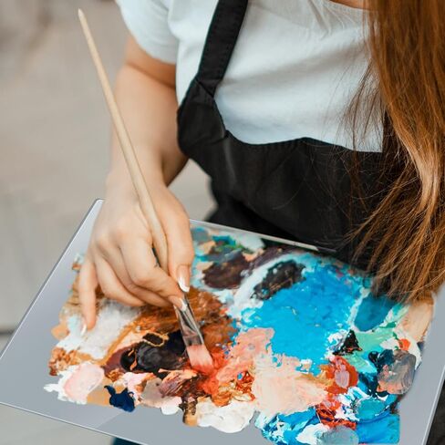 Nuanchu Neutral Grey Tempered Glass Palette 12 x 16 Inches Glass Palette for Oil Painting Artist Paint Palette Scratch Resistant Easy Clean up Painting Palette for DIY Color Mixing in Saudi Arabia