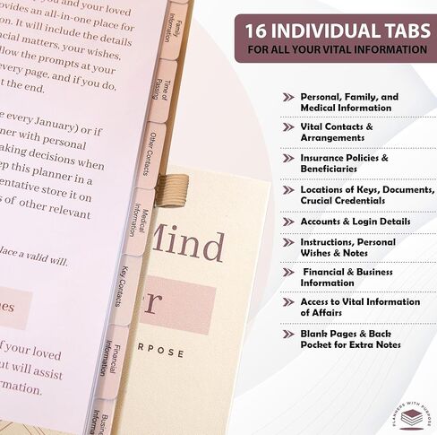 مخطط نهاية الحياة - ترتيبات نهائية موجهة عندما ذهبت إلى دفتر منظم المصنف للمعلومات المستفيدة ، سوف التحضير ، التمنيات الأخيرة ، التخطيط الجنائزي - راحة البال B5 in Kuwait