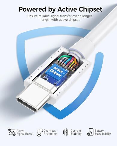 مسائل الكابل [معتمد من Intel] كابل Thunderbolt 4 النشط بسرعة 40 جيجابت في الثانية بطول 6.6 قدم مع شحن 100 واط وفيديو 8K - متوافق تمامًا مع USB C/USB-C، وUSB 4 / USB4، وThunderbolt 3 in Kuwait