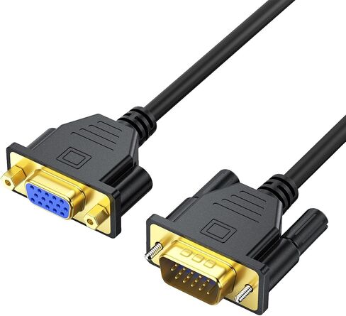 كابل تمديد VGA 3FT، VGA ذكر إلى أنثى سلك 3 أقدام 15 دبوس (وليس 9 دبوس)، كابل محول فيديو SVGA موسع HD15 يدعم 1080P Full HD لأجهزة الكمبيوتر المحمول، الكمبيوتر الشخصي، جهاز العرض، HDTV، العرض in Kuwait