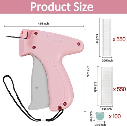 Stitch Gun Quick Fixer for Clothes, Micro Tagging Gun Easy Stitch Hemming Gun with 100 Luminous Buttons & 1100 Pcs Fasteners, Mini Speedy Sticky Sewing Tag Gun Hemming Tool (Pink) (Pink) in Saudi Arabia