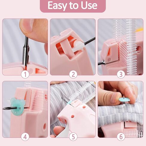 Stitch Gun Quick Fixer for Clothes, Micro Tagging Gun Easy Stitch Hemming Gun with 100 Luminous Buttons & 1100 Pcs Fasteners, Mini Speedy Sticky Sewing Tag Gun Hemming Tool (Pink) (Pink) in Saudi Arabia