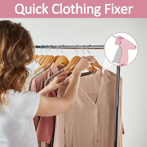 Stitch Gun Quick Fixer for Clothes, Micro Tagging Gun Easy Stitch Hemming Gun with 100 Luminous Buttons & 1100 Pcs Fasteners, Mini Speedy Sticky Sewing Tag Gun Hemming Tool (Pink) (Pink) in Saudi Arabia