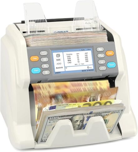 RIBAO MC-50 Premium Bank Grade Money Counter Machine Multi Currency Mixed Denomination Bill Cash Value Counter 2 CIS/UV/MG/MT/IR Serial Number Recording in Saudi Arabia