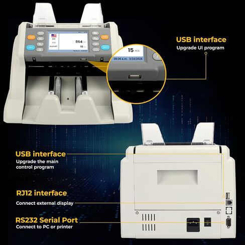 RIBAO MC-50 Premium Bank Grade Money Counter Machine Multi Currency Mixed Denomination Bill Cash Value Counter 2 CIS/UV/MG/MT/IR Serial Number Recording in Saudi Arabia
