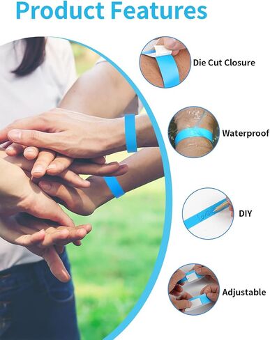 500 Pcs Wrist Bands, Paper Wristbands for Events, Adhesive Colored Wristbands, Disposable Wrist Bands, VIP Bracelets Wristbands for Party (Red Yellow Orange Neon Green and Neon Blue) in Saudi Arabia