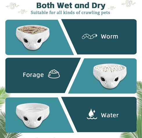 Sturdy Snake Water Bowl,Reptile Food Dish,Sturdy Resin Dish,for Lizards Snakes Bearded Dragons Gecko Small Pet(6.3" L x 4.7" W x 1.6" H) (Black) in Kuwait