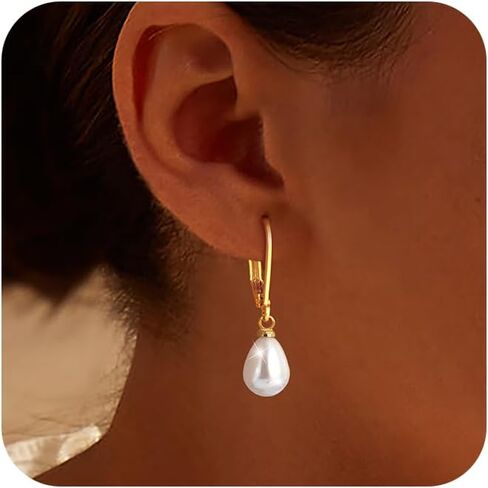 Gold Earrings for Women Trendy： Bow Earrings 14k Gold Plated Dainty Drop Pearl Earrings Hypoallergenic Earrings Stud Cute Sparkly Diamond Hoop Earrings Gold Jewelry for Women in Saudi Arabia