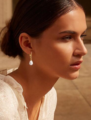 Gold Earrings for Women Trendy： Bow Earrings 14k Gold Plated Dainty Drop Pearl Earrings Hypoallergenic Earrings Stud Cute Sparkly Diamond Hoop Earrings Gold Jewelry for Women in Saudi Arabia