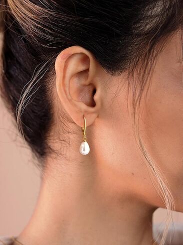 Gold Earrings for Women Trendy： Bow Earrings 14k Gold Plated Dainty Drop Pearl Earrings Hypoallergenic Earrings Stud Cute Sparkly Diamond Hoop Earrings Gold Jewelry for Women in Saudi Arabia