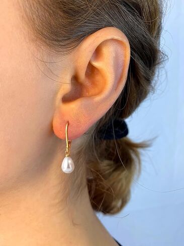 Gold Earrings for Women Trendy： Bow Earrings 14k Gold Plated Dainty Drop Pearl Earrings Hypoallergenic Earrings Stud Cute Sparkly Diamond Hoop Earrings Gold Jewelry for Women in Saudi Arabia