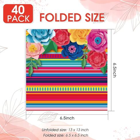 40pcs المناديل المكسيكية لنسخ Cinco de Mayo Party Decorations ثنائية الطبقات المكسيكية مناديل للورق المتاح للورق من أجل تاكو حفلة عيد ميلاد الطفل الاستحمام المكسيكي in Kuwait