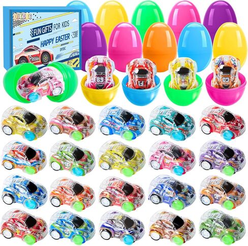 12pcs prected eggs Easter Eggs with Pull Back Car Toys ، و Mini Race Cars Homps for Kids Party Forms Stuffers for Boy Girl Holiday School School Justs Goodie Bags Fulers in Kuwait