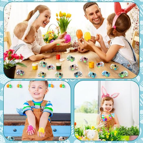 12pcs prected eggs Easter Eggs with Pull Back Car Toys ، و Mini Race Cars Homps for Kids Party Forms Stuffers for Boy Girl Holiday School School Justs Goodie Bags Fulers in Kuwait