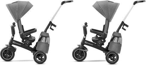 Kinderkraft EASYTWIST Trycicle for Kids Toddlers, Trike 5-in-1, Swivel seat 360° Rotation, Waterproof Material with UPF50+ Filter, Adjustable Parent Handle, Gray in Kuwait