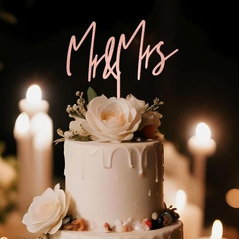 Mr & Mrs Wedding Cake Topper in Wood (Design 04) in Saudi Arabia