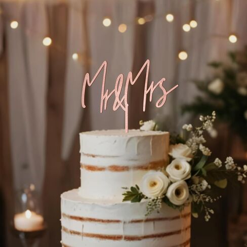 Mr & Mrs Wedding Cake Topper in Wood (Design 04) in Saudi Arabia