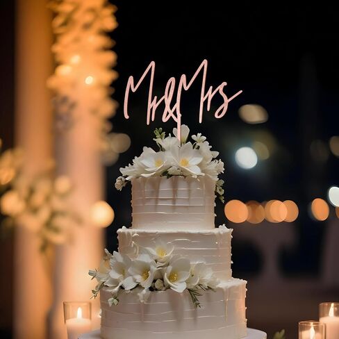 Mr & Mrs Wedding Cake Topper in Wood (Design 04) in Saudi Arabia