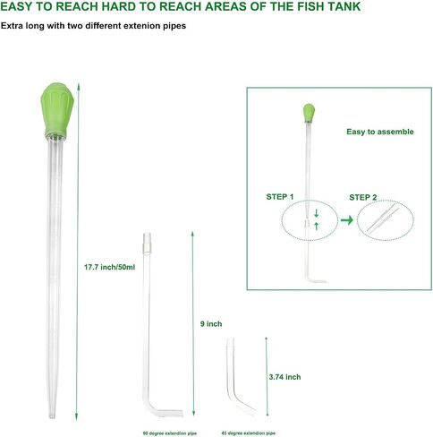 50ml Water Changer/Waste Remover/Coral Feeder/Feeding Tongs with 15inch Stainless Steel Aquarium Tweezer with Rubber Tip, Waste Clean Tool for Fish Tank, Terrarium，Aquascaping, Reptile in Saudi Arabia