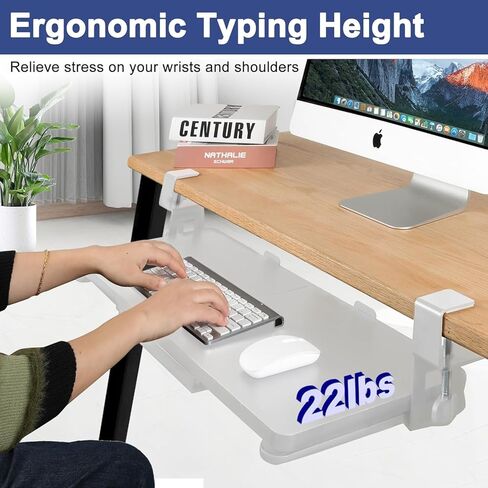 Desktop Keyboard Tray, Pull-Out Under The Table, 26.77 "X 11.81" Large-Sized Keyboard Tray, C-Shaped Lip Holder, Easy to Install, Suitable for Home Learning and Office Use(White) in Kuwait