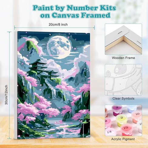 MOGTAA Landscape Paint by Number Kit for Adults Beginners Framed, Adult Paint by Number Kits On Canvas, Easy Adults' Paint-by-Number Kits, DIY Oil Painting Kits for Home Decor, 8x12in in Saudi Arabia