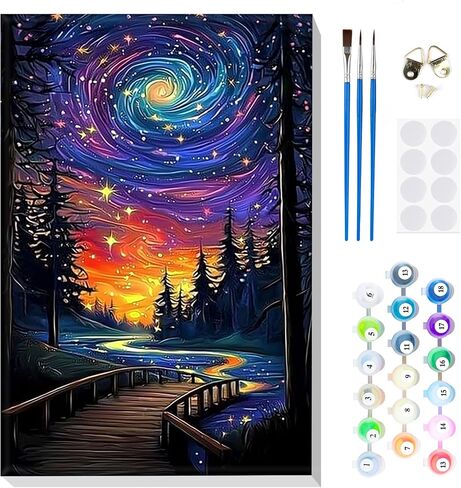 MOGTAA Landscape Paint by Number Kit for Adults Beginners Framed, Adult Paint by Number Kits On Canvas, Easy Adults' Paint-by-Number Kits, DIY Oil Painting Kits for Home Decor, 8x12in in Saudi Arabia
