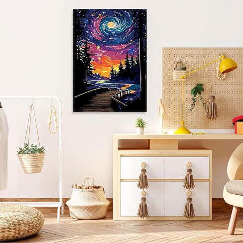 MOGTAA Landscape Paint by Number Kit for Adults Beginners Framed, Adult Paint by Number Kits On Canvas, Easy Adults' Paint-by-Number Kits, DIY Oil Painting Kits for Home Decor, 8x12in in Saudi Arabia