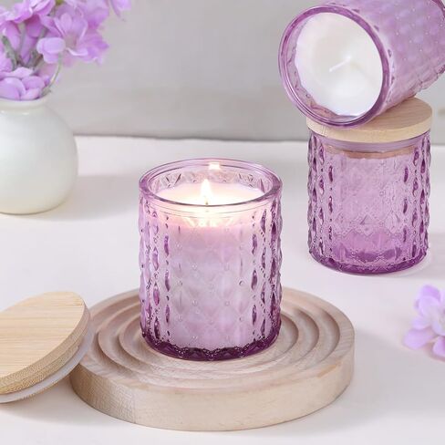 MATAHUM 8 Pack Purple Candle Jars for Making Candles, 7 OZ Empty Glass Candle Making Jars with Bamboo Lids for Candle Making Supplies, Candle Containers Vessels for Home DIY Decoration in Saudi Arabia