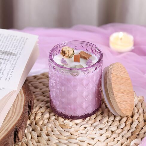 MATAHUM 8 Pack Purple Candle Jars for Making Candles, 7 OZ Empty Glass Candle Making Jars with Bamboo Lids for Candle Making Supplies, Candle Containers Vessels for Home DIY Decoration in Saudi Arabia
