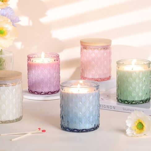 MATAHUM 8 Pack Purple Candle Jars for Making Candles, 7 OZ Empty Glass Candle Making Jars with Bamboo Lids for Candle Making Supplies, Candle Containers Vessels for Home DIY Decoration in Saudi Arabia