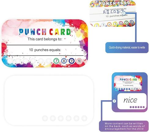 320 Pieces Punch Cards Incentive Student Reward Card Awards Loyalty Cards for Classroom Kids Behavior Teachers Students Business Punch 3.5 x 2 Inch（4 Styles） in Kuwait