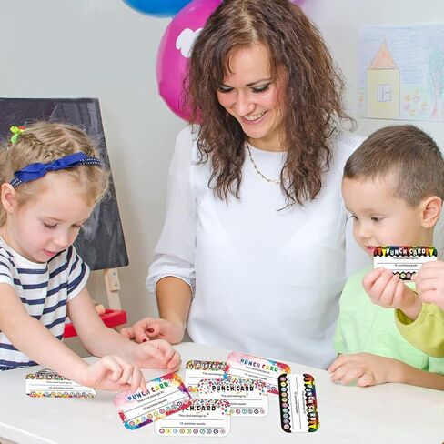 320 Pieces Punch Cards Incentive Student Reward Card Awards Loyalty Cards for Classroom Kids Behavior Teachers Students Business Punch 3.5 x 2 Inch（4 Styles） in Kuwait