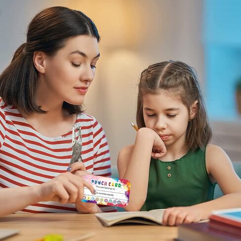 320 Pieces Punch Cards Incentive Student Reward Card Awards Loyalty Cards for Classroom Kids Behavior Teachers Students Business Punch 3.5 x 2 Inch（4 Styles） in Kuwait