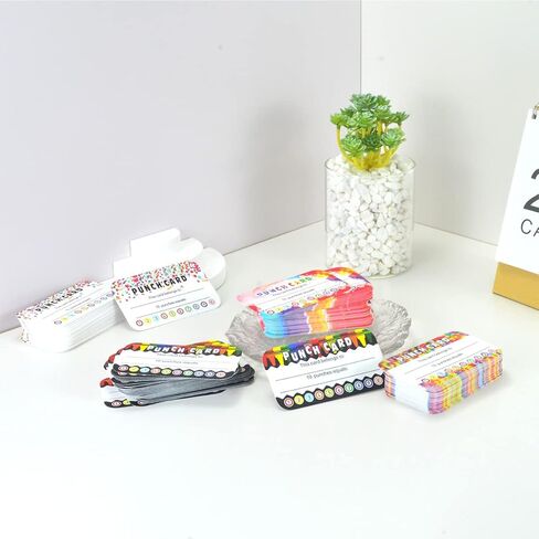320 Pieces Punch Cards Incentive Student Reward Card Awards Loyalty Cards for Classroom Kids Behavior Teachers Students Business Punch 3.5 x 2 Inch（4 Styles） in Kuwait