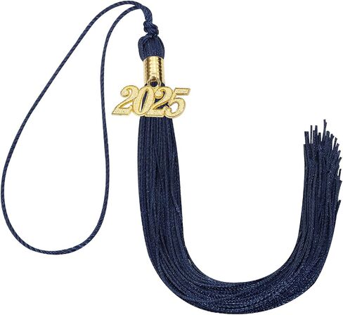 Penta Angel 2025 Graduation Tassel Soft Silky Graduation Cap Tassel Academic Decoration Tassel with Gold 2025 Year Charm for Graduate Cap Hat Party Ceremony Souvenir Gifts (Navy Blue) in Saudi Arabia