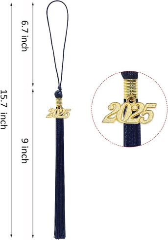 Penta Angel 2025 Graduation Tassel Soft Silky Graduation Cap Tassel Academic Decoration Tassel with Gold 2025 Year Charm for Graduate Cap Hat Party Ceremony Souvenir Gifts (Navy Blue) in Saudi Arabia