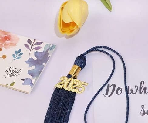 Penta Angel 2025 Graduation Tassel Soft Silky Graduation Cap Tassel Academic Decoration Tassel with Gold 2025 Year Charm for Graduate Cap Hat Party Ceremony Souvenir Gifts (Navy Blue) in Saudi Arabia