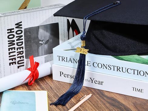 Penta Angel 2025 Graduation Tassel Soft Silky Graduation Cap Tassel Academic Decoration Tassel with Gold 2025 Year Charm for Graduate Cap Hat Party Ceremony Souvenir Gifts (Navy Blue) in Saudi Arabia