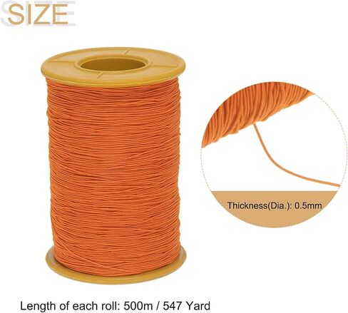 HARFINGTON 2pcs Elastic Sewing Thread 547 Yards 0.5mm Thickness Latex Tailoring Craft Sewing Thread for Hand Sewing, Gathering, Embroidery, Sewing Machine, Orange Red in Saudi Arabia