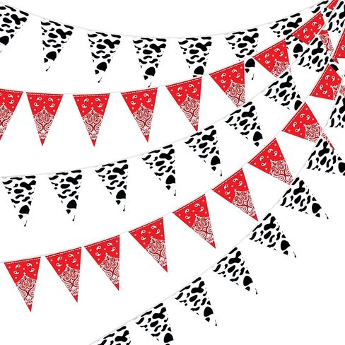 Ctosree 5 Pcs 49 Ft Western Party Decorations Bandana Pennant Banner Wild West Pennant Flags Rodeo Triangle Banner for Western Cowboy Cowgirl Birthday Baby Shower Party Supplies Decor in Kuwait