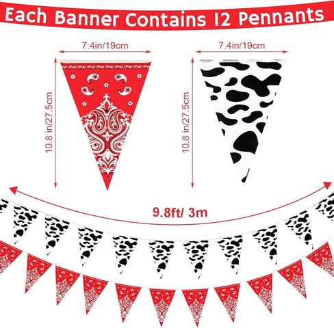 Ctosree 5 Pcs 49 Ft Western Party Decorations Bandana Pennant Banner Wild West Pennant Flags Rodeo Triangle Banner for Western Cowboy Cowgirl Birthday Baby Shower Party Supplies Decor in Kuwait