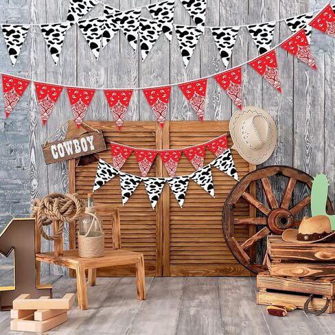 Ctosree 5 Pcs 49 Ft Western Party Decorations Bandana Pennant Banner Wild West Pennant Flags Rodeo Triangle Banner for Western Cowboy Cowgirl Birthday Baby Shower Party Supplies Decor in Kuwait