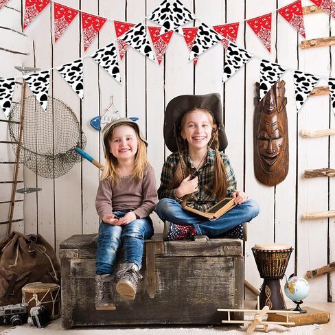 Ctosree 5 Pcs 49 Ft Western Party Decorations Bandana Pennant Banner Wild West Pennant Flags Rodeo Triangle Banner for Western Cowboy Cowgirl Birthday Baby Shower Party Supplies Decor in Kuwait