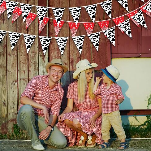 Ctosree 5 Pcs 49 Ft Western Party Decorations Bandana Pennant Banner Wild West Pennant Flags Rodeo Triangle Banner for Western Cowboy Cowgirl Birthday Baby Shower Party Supplies Decor in Kuwait