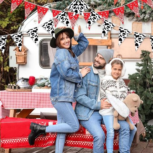 Ctosree 5 Pcs 49 Ft Western Party Decorations Bandana Pennant Banner Wild West Pennant Flags Rodeo Triangle Banner for Western Cowboy Cowgirl Birthday Baby Shower Party Supplies Decor in Kuwait