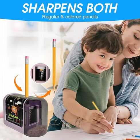 Battery Operated Electric Pencil Sharpener – Fast, Safe & Portable, Tungsten Steel Helical Blade, Cute Cartoon Design for Kids, Students, Home, School, Office, for No.2 & Colored Pencils in Saudi Arabia